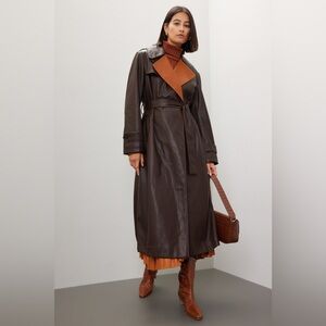Derek Lam Collective Faux Leather Trench Coat Size M